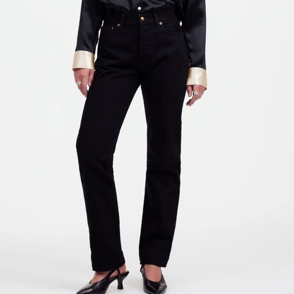 Alexa Chung for Madewell High-Rise Straight Jean Outridge Wash black size 27 NWT - Picture 1 of 10